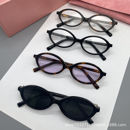 Miu Sunglasses,Hailee Steinfeld， Nerd Style, Unisex,Emily Ratajkowski， Tiktok Celebrity Popular Model, Prescription Sunglasses, 04Z, Anti-Blue Light miu Jang Wonyoung