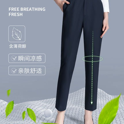 Summer Business Casual Pants for Women, Mint Cool Suit Pants for Women, Professional Formal Wear, Women's Work Suit Pants, Thin Summer Pants