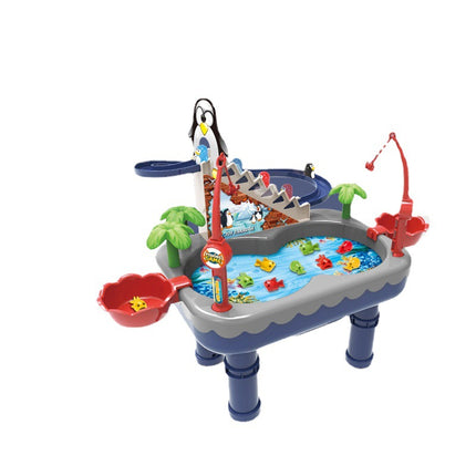 Penguin climbing stairs magnetic fishing toy pool suit children electric little penguin slide boys and girls baby gift