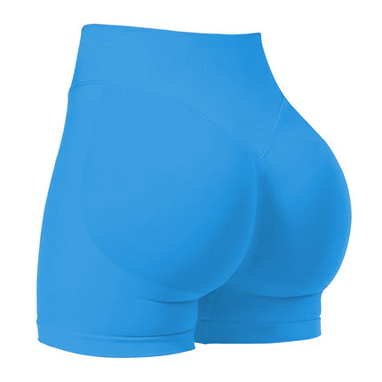 Dfy High-Elastic Matte Nylon Three-Section Waist Pleated Butt-Lifting Seamless Low-Waist Three-Point Fitness Yoga Shorts