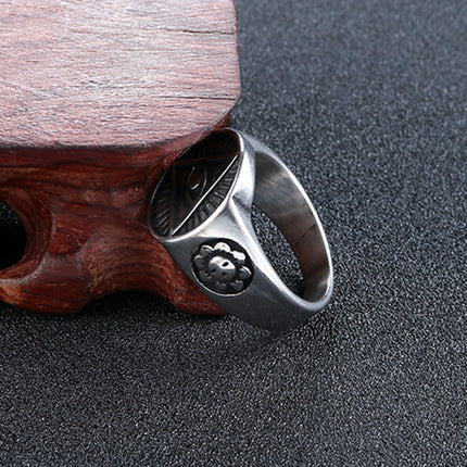European and American Popular Jewelry Stainless Steel Ring Space Eye Ring Retro Trendy Male Stylish Punk Stainless Steel Ring