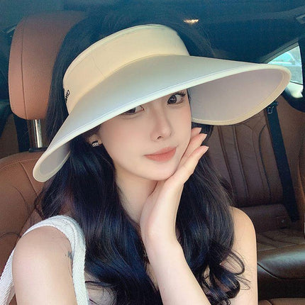 Sunscreen Sunshade Hat Oversized Brim Women's New Summer Black Pepper Sunscreen Hat UV Protection Empty Top Ice Silk Sun Hat