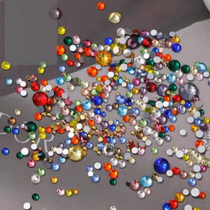 Color flat diamond round diy handmade nail diamond nail jewelry rhinestone mixed color diamond wholesale