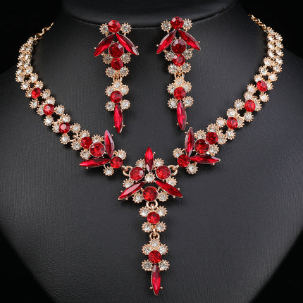 Europe and the United States Hot Jewelry Cross-border Supply Bridal Necklace suit Fashion High-end Crystal Wedding Dress Banquet Dress Jewelry