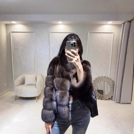 Purple Mink Stand-Up Collar Fur Coat for Women 2025 New Style Loose Slimming Faux Fur Spring Warm Short Coat Fox Fur