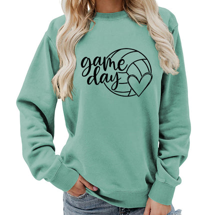 Cross-border supply of foreign trade in Europe and the United States game day printed round neck women's jacket sweater coat European size plus size