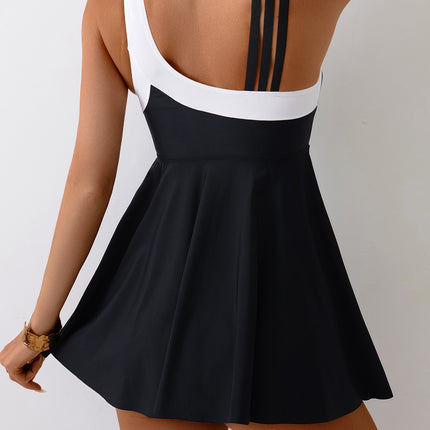 2025 Foreign Trade European and American Skirt-Style One-Piece Swimsuit for Women, New Cross-Border Single-Shoulder Conservative Huludao Swimwear Set Wholesale