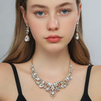 Silver necklace + earrings
