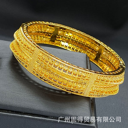 24K Gold Dubai Stereo Carved Buckle Bracelet Non-Fading Women's Middle East Dubai Jewelry Vietnamese Sand Gold Bracelet