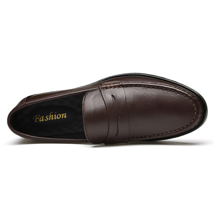 Men's Lefu leather shoes spring and summer low-top slip-on cowhide surface slip-on hollow breathable casual shoes single-layer shoes men's shoes