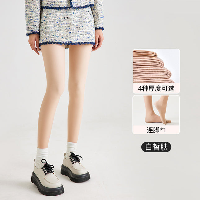Beautiful Legs Concealer Double-Layer Bare-Leg Effect Pantyhose for Women, Autumn and Winter Fleece-Lined Thickened Natural-Looking Leggings