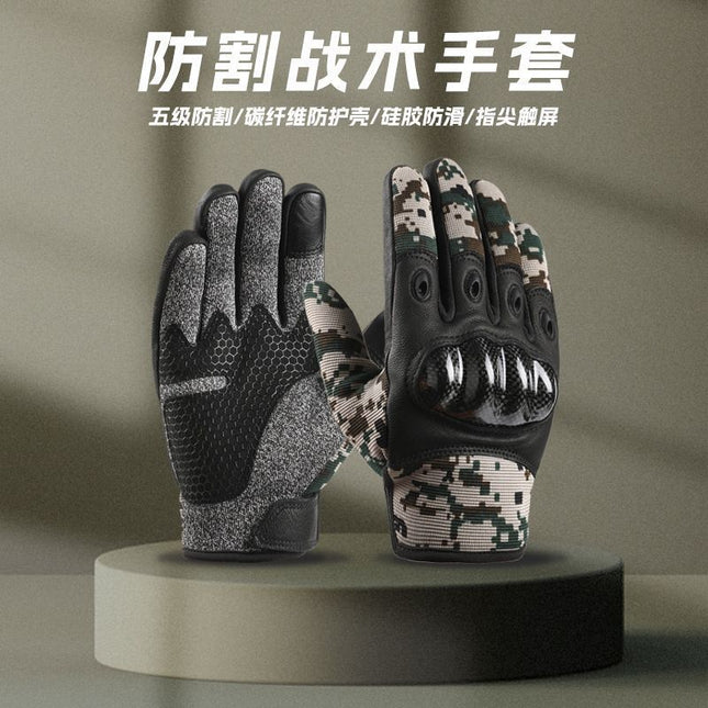 Motorcycle Riding Gloves, Level 5 Cut-Resistant, Men's Full-Finger Outdoor Sports Climbing Non-Slip Special Forces Training Tactics