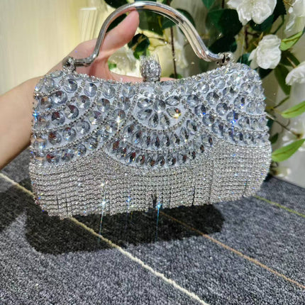 Cross-Border Women's Bags 2025 New European and American Fashion Rhinestone Handbag Ins Internet Celebrity Versatile Chain Evening Bag