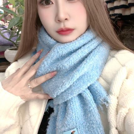 Whitening Wool Knitted Wool Scarf for Girls Winter 2025 New Versatile High-End Warm Scarf Green