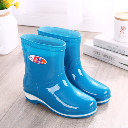 Rain Boots women's non-slip short water shoes fashion warm water boots adult low rubber shoes fleece-lined rain boots one-piece delivery