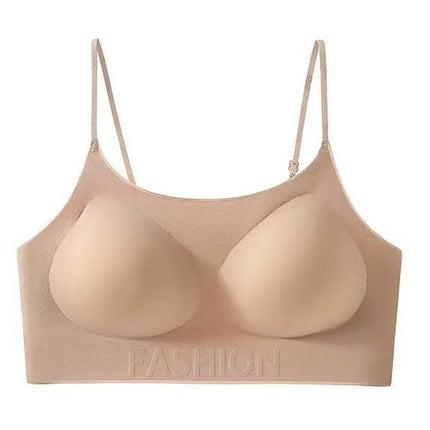 Flirtatious Cat Seamless Liquid Foundation Bra for Women with Small Bust, Push-Up, Invisible Skin Tone, Spaghetti Straps, Beautiful Back Bra