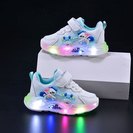 Girls 2025 New Cartoon New Casual Soft-soled Children's sneaker Velcro LED Shoes
