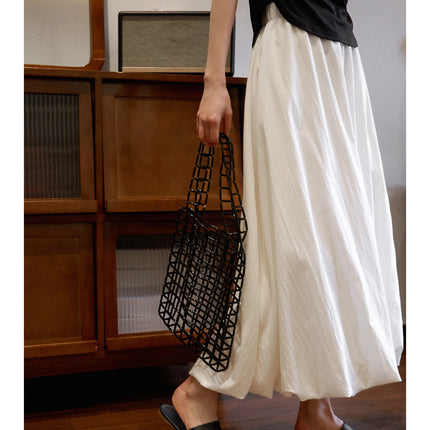 25 years spring new high-gloss moment elastic waist covering flesh lantern bud skirt puffy skirt