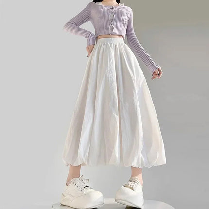 Dipai Flower Bud Skirt Nine-Point Tutu Skirt Summer Mid-Length Commuter Skirt Long Drapey High Waist Loose