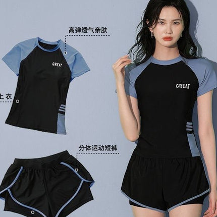 Women's Swimsuit Summer Split Casual Sports Super Fairy Ins Student Conservative Slimming Look Belly-Covering Swimming Pool Swimming Equipment