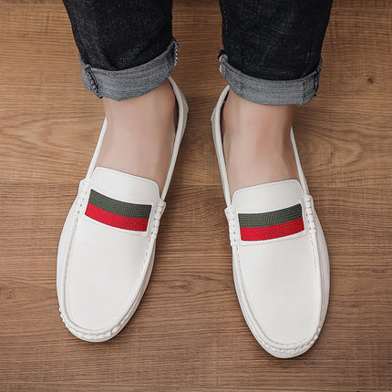 Doug Shoes Men's Summer New Fashion Men's Shoes All-match Men's Comfortable Soft Sole Slip-on Driving Casual Leather Shoes Trendy