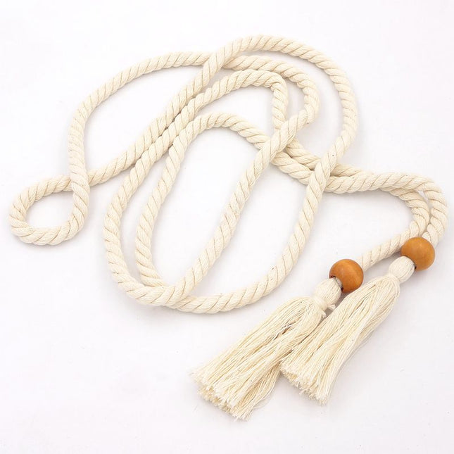 Women's cotton rope waist chain artistic style dress all-match waist chain casual knotted ancient style belt