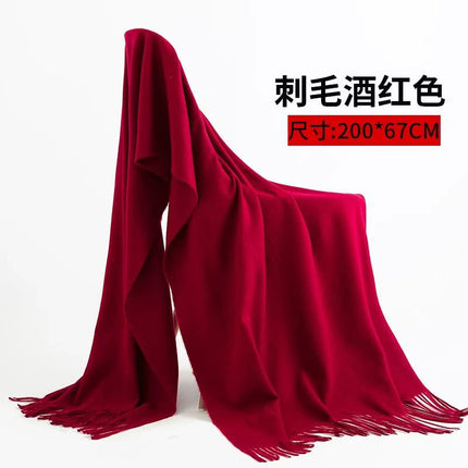 Annual Scarf Logo Chinese Red Embroidery Big Red Classmate Party Pattern Opening Cashmere Autumn and Winter for Men and Women