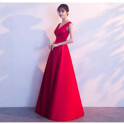 Red Bridal Toast Dress 2025 Summer Thank You Banquet Wine Evening Dress Female Wedding Slim Noble Long Style Female