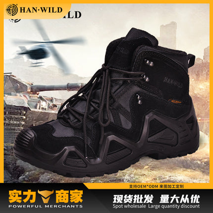 Hanye Hiking Shoes for Men and Women, Non-Slip Combat Boots, Mid-High Top Outdoor Hiking Shoes, Training Tactical Boots, Breathable Desert Boots