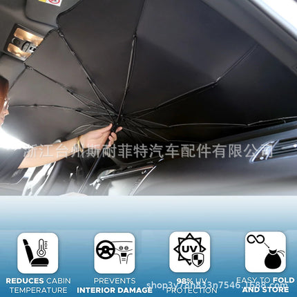 Hot sale 170T car sunshade front shield heat insulation sunscreen UV protection umbrella telescopic folding sun shield car umbrella