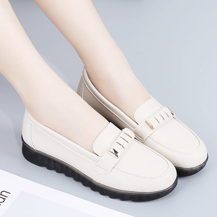Mom's Shoes 2025 Summer Middle-Aged Leather Shoes Flat Shoes Cloth Shoes Women's Middle-Aged and Elderly Sandals