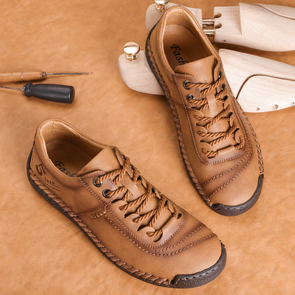 Hot-Selling New Spring and Summer Products on Independent Stations, Hand-Stitched Casual Men's Shoes, Fashionable Soft-Soled, Versatile and Breathable Genuine Leather Shoes