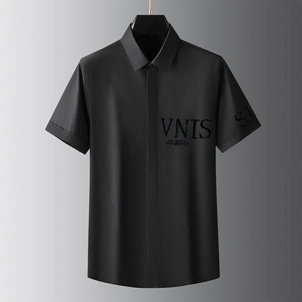 Shirt with a Light Luxury and High-End Feel, Embroidered with Rhinestones, Vnis Short-Sleeve Shirt, Light Luxury, Stylish Men's Casual Versatile Shirt