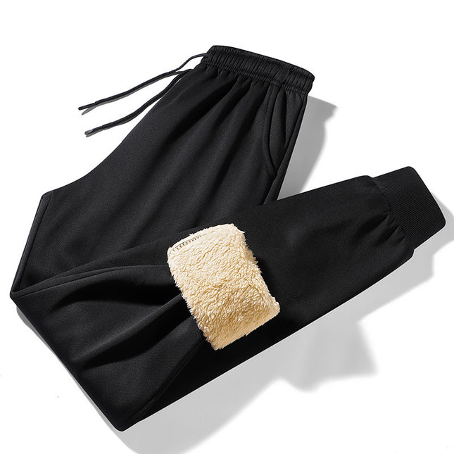 Cross-Border Trade Warm Sweatpants, Loose Fit, Cold-Proof, Fleece-Lined, Thickened Lamb Wool Pants, Aliexpress Winter Jogger Pants for Men