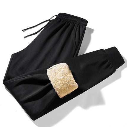 Cross-Border Trade Warm Sweatpants, Loose Fit, Cold-Proof, Fleece-Lined, Thickened Lamb Wool Pants, Aliexpress Winter Jogger Pants for Men
