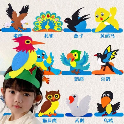 Animal Headwear Kindergarten Performance Props Children's 61 Birds Headgear Magpie Swallow Rhododendron Games Headgear