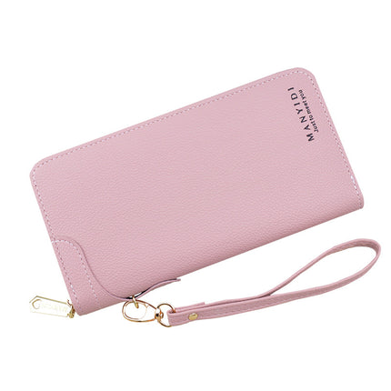 Wallet Women's Long Zipper Wallet Women's Simple Wallet Large Capacity Clutch Litchi Pattern Soft Wallet Mobile Phone Bag