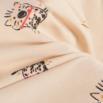in stock Cotton Sanding Printed Fabric Proud Cat Floral Cloth Cartoon Children's Wear Shirt Fabric
