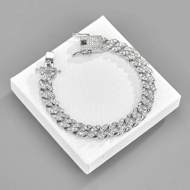 Full diamond Cuban chain European and American hipster hip-hop rap jewelry 10mm Cuban hip-hop jewelry wholesale necklace female Joker