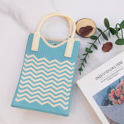 High Elastic Knitted Satchel Fashion Shoulder Bag 2024 Satchel Simple Versatile Student Casual Bag Large Capacity Mobile Phone Bag