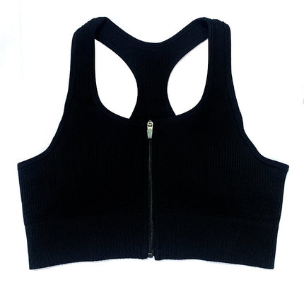 Cross-Border Hot-Selling Feminine Butt-Lifting Threaded Three-Dimensional Zipper Suit Shorts Bra Short-Sleeved Trousers Yoga Sportswear