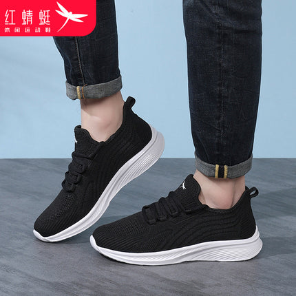 Red Dragonfly Men's Sports Breathable Mesh Shoes Summer Soft Sole Deodorant Long Standing Shoes for the Elderly Dad Casual Shoes