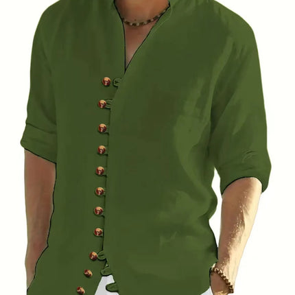 2024 Cross-border Hot Sale Men's Casual Collar Long Sleeve Button Cardigan Shirt Cotton Spinning Hot Sale .... On Sale