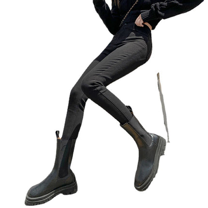Autumn 2024 New Gray Black Jeans Women's High Waist Slim Look Tall Autumn and Winter Tight Feet Pencil Pants