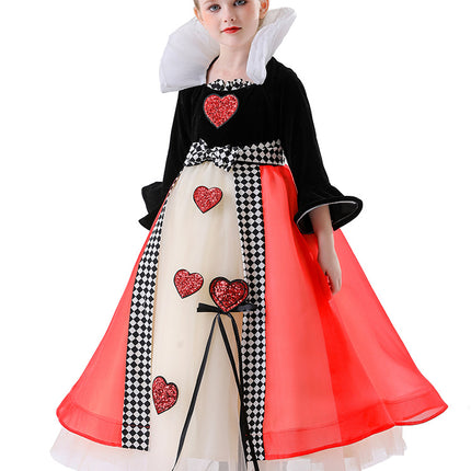 Halloween Cos Queen of Hearts Princess Dress Alice in Wonderland Dress Masquerade Performance Costume