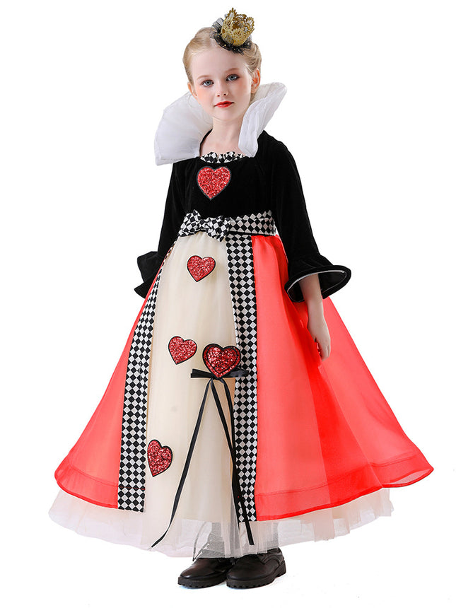 Halloween Cos Queen of Hearts Princess Dress Alice in Wonderland Dress Masquerade Performance Costume