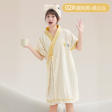 New Style Thickened Bath Towel Girls Can Wear Wrap Cotton Absorbent Quick-drying Household Nightgown Autumn and Winter Bathing Bathrobe Bath Skirt
