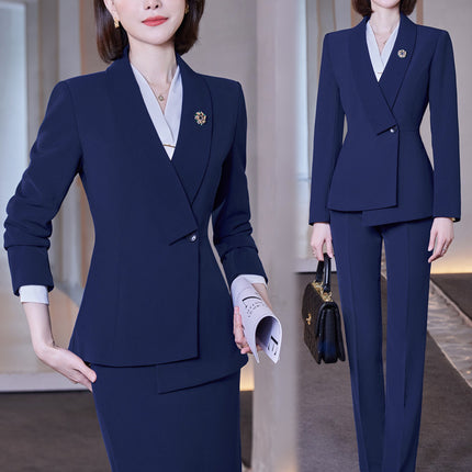 Professional suit women's autumn and winter elegant goddess style long-sleeved suit formal wear hotel front desk tooling sales office work clothes