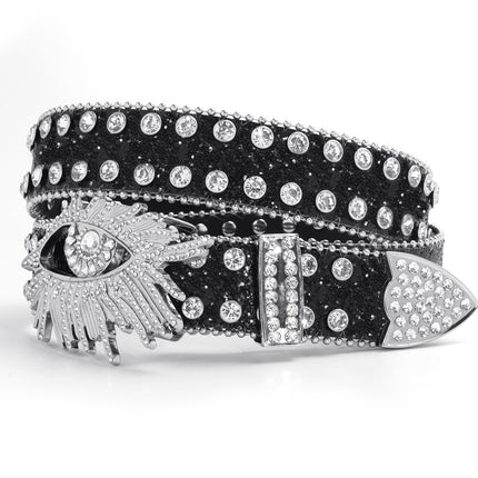 Cross-border rhinestone eye wide belt women inlaid rhinestone flash hip-hop punk personality fashion non-mainstream wholesale