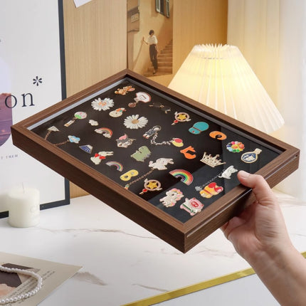 Badge Display Frame Metal Brooch Medal Collection Collection Felt Display Board Wood Grain Wall Hanging Medal Bar Storage